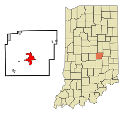 Hancock County Indiana Incorporated and Unincorporated areas Greenfield Highlighted